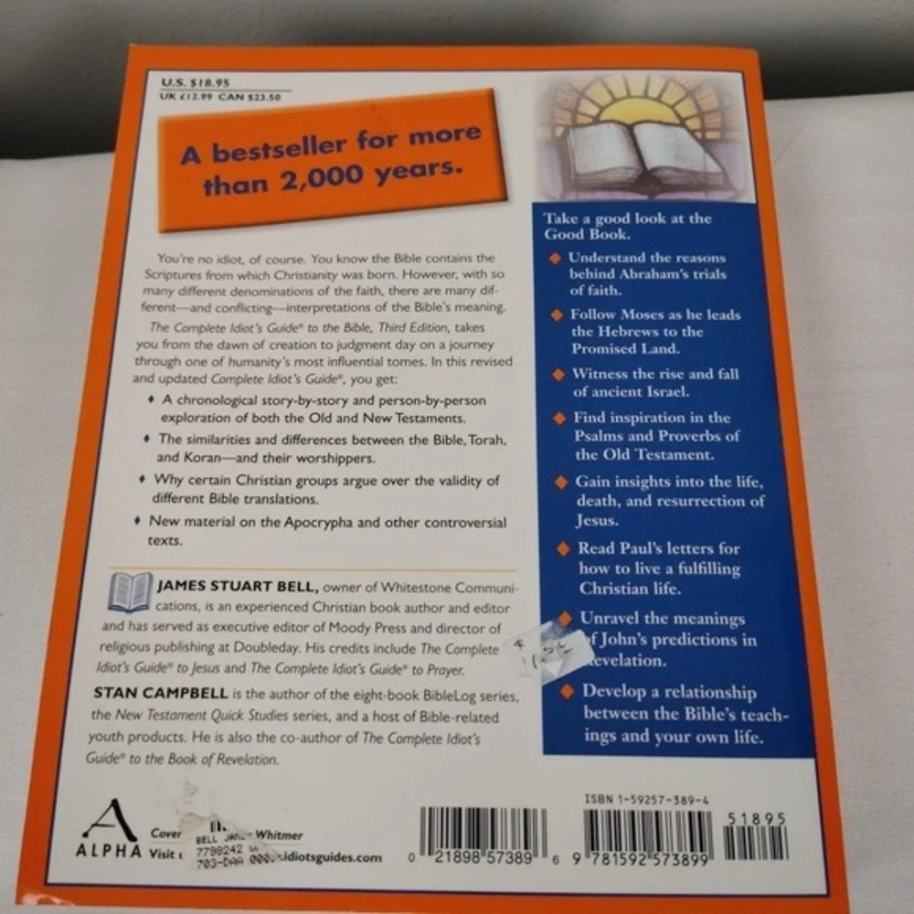 The Complete Idiot's Guide to the Bible, Third Edition - Paperback -‎ GOOD